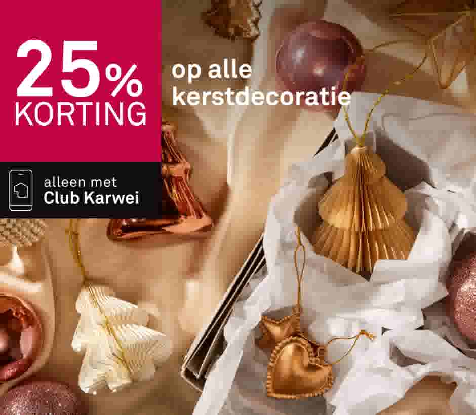 25% korting op alle kerstdecoratie