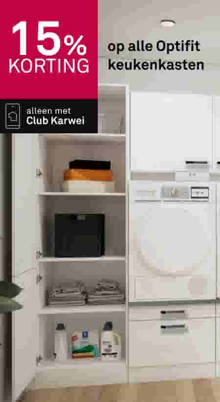 Witte Optifit keukenkasten met wasmachine en opbergruimte, 15% korting met Club Karwei