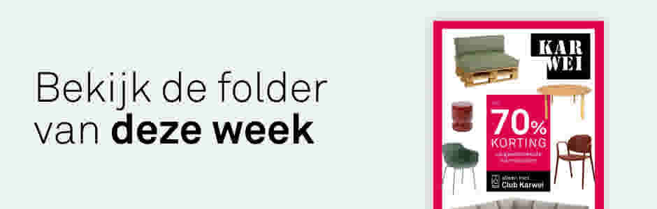 Karwei folder met de nieuwe wooncollectie. Tekst: Bekijk de folder van deze week.