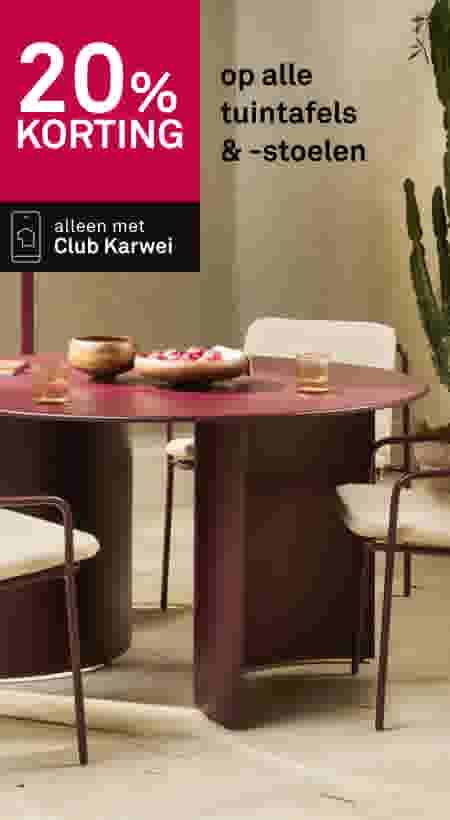20% korting op alle tuintafels  & -stoelen