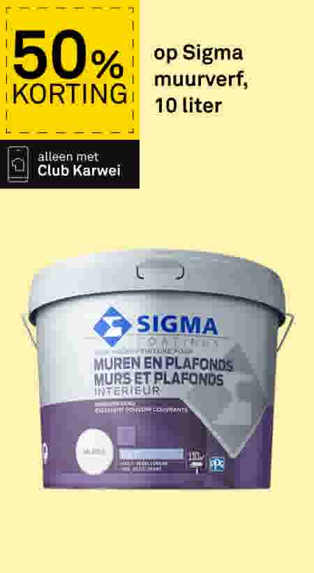 50% korting op Sigma muurverf, 10 liter