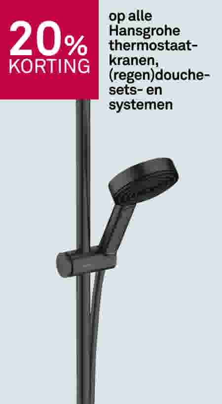 20% korting op alle Hansgrohe thermostaatkranen, (regen)douchesets- en systemen
