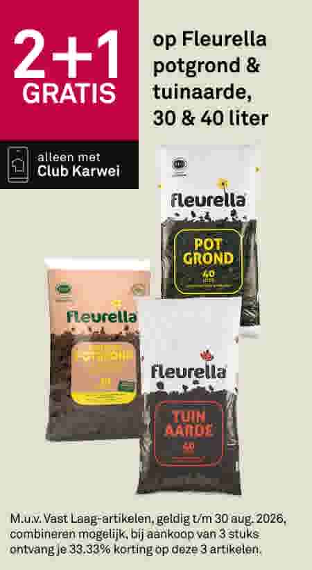 2+1 gratis op Fleurella potgrond & tuinaarde, 30 & 40 liter