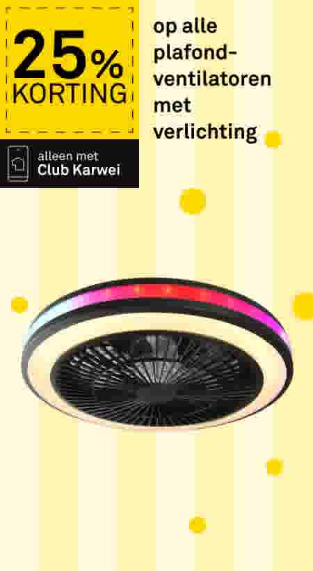 25% korting op alle plafondventilatoren met verlichting