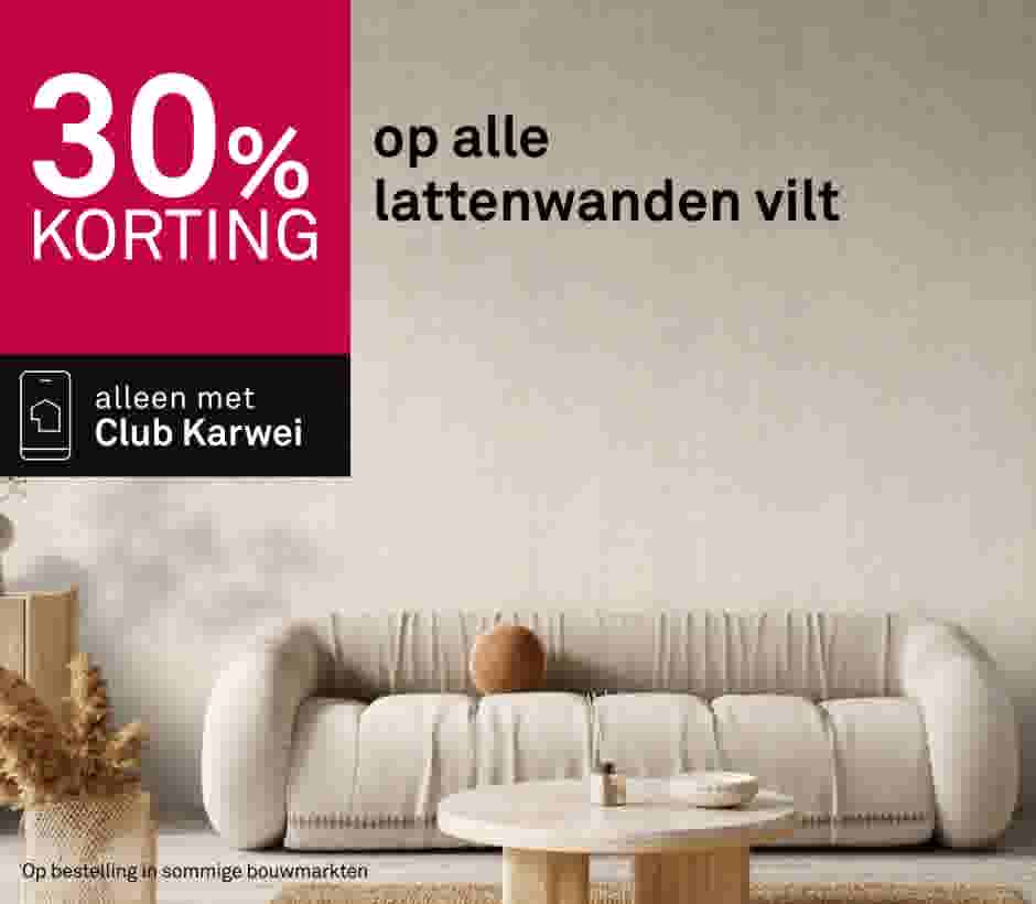 30% korting op alle lattenwanden vilt