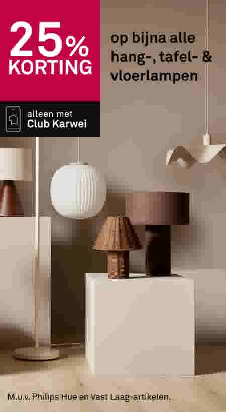 25% korting op bijna alle hang-, tafel- & vloerlampen