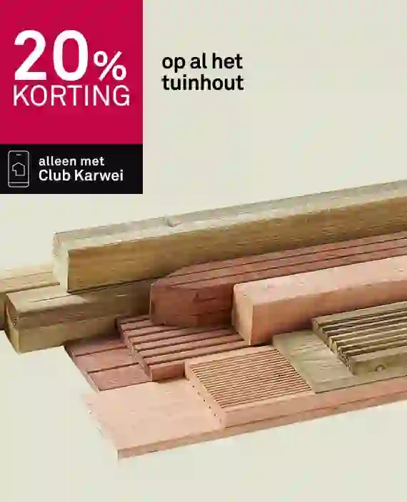 20% korting op al het tuinhout