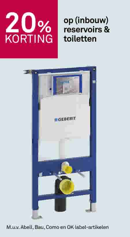 20% korting op (inbouw) reservoirs & toiletten