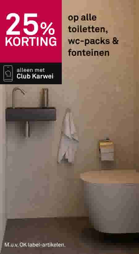 25% korting op alle toiletten, wc-packs & fonteinen