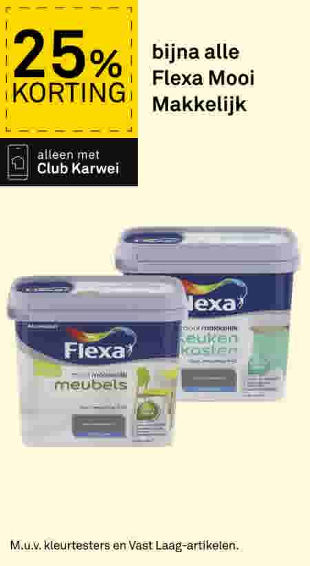 Twee blauwe verfblikken van Flexa Mooi Makkelijk voor meubels en keukenkasten, met 25% korting via Club Karwei.