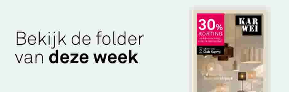 Karwei folder met de nieuwe wooncollectie. Tekst: Bekijk de folder van deze week.