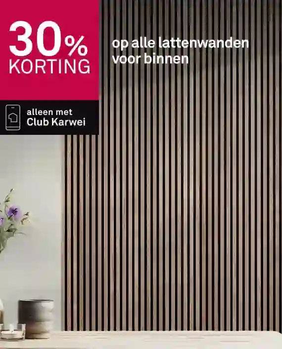 30% korting op alle lattenwanden voor binnen