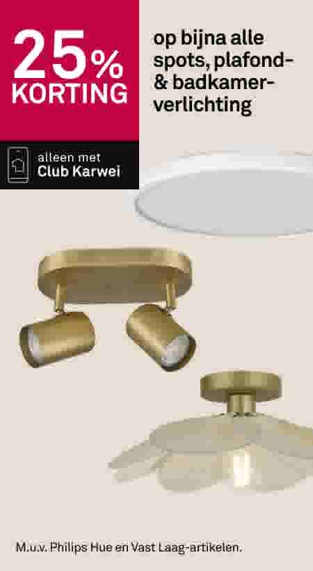 25% korting op bijna alle spots, plafond- & badkamerverlichting