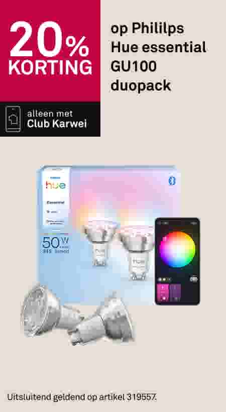20% korting op Phililps Hue essential GU100 duopack