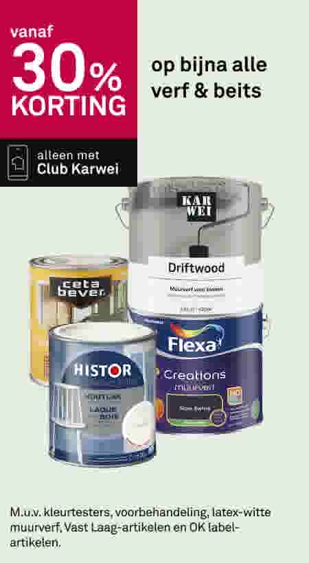 30% korting op bijna alle verf & beits