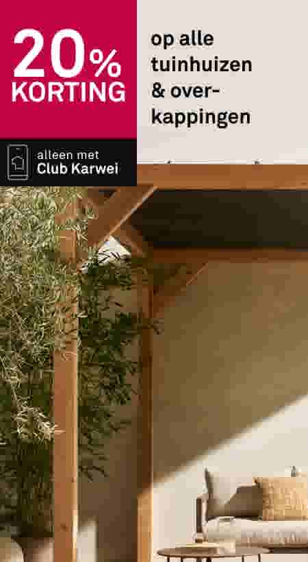 20% korting op alle tuinhuizen & overkappingen