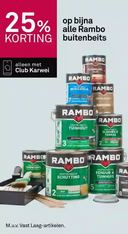 25% korting op bijna alle Rambo buitenbeits