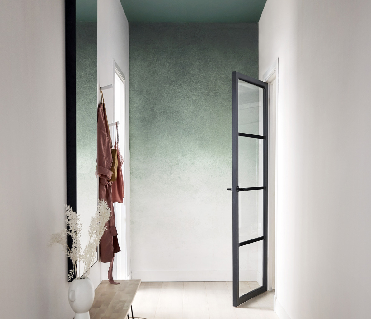 Kleurverloop behang in de hal