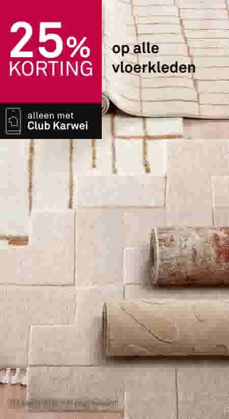 Verschillende vloerkleden in beige en roze tinten met 25% korting aanbieding voor Club Karwei leden