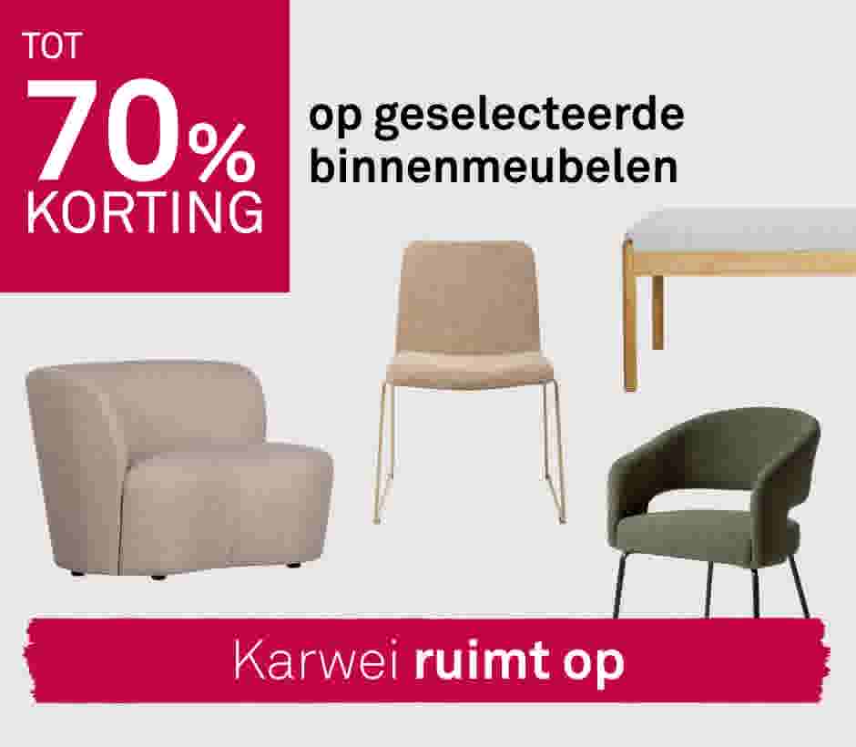 Tot 70% korting op geselecteerde meubelen