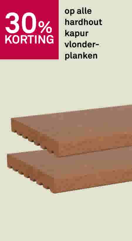30% korting op alle hardhout kapur vlonderplanken