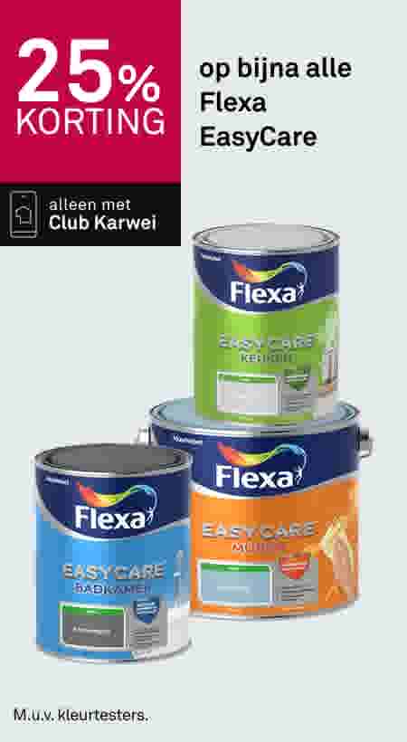 25% korting op Flexa EasyCare verfblikken in verschillende kleuren, alleen met Club Karwei