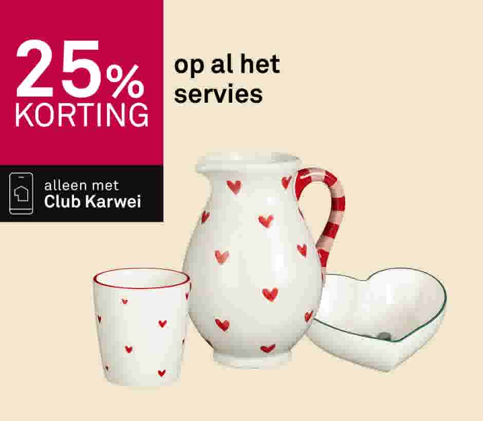 25% korting op al het servies