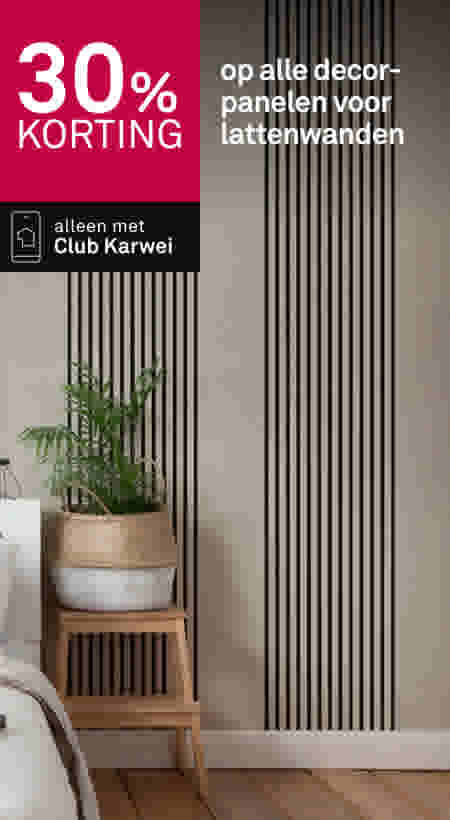 30% korting op alle decorpanelen voor lattenwanden