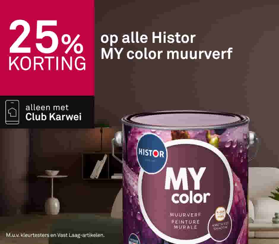 25% korting op alle Histor MY color muurverf