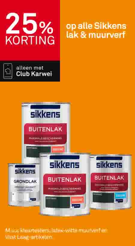 25%  korting  op alle Sikkens  lak & muurverf