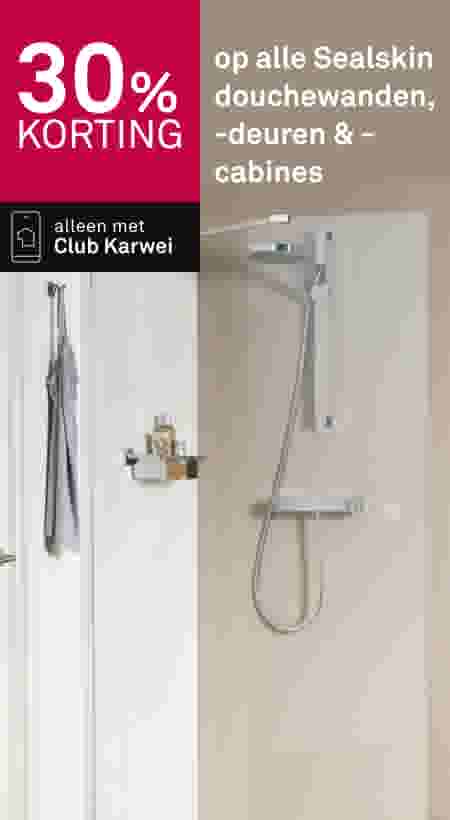 30% korting op alle Sealskin douchewanden, -deuren & -cabines