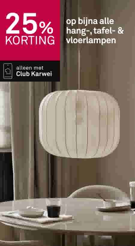 25% korting op bijna alle hang-, tafel- & vloerlampen