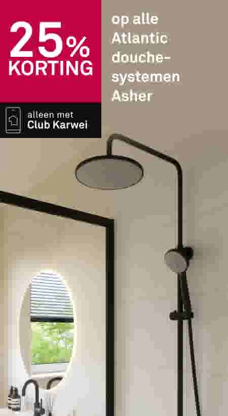 25% korting op alle Atlantic douchesystemen Asher