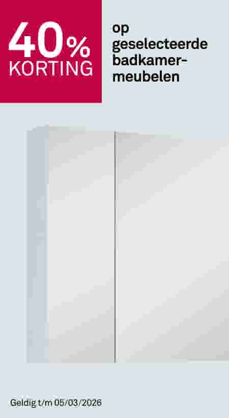 40% korting op geselecteerde badkamermeubelen
