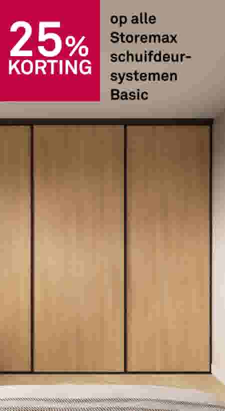 25% korting op alle Storemax schuifdeursystemen Basic