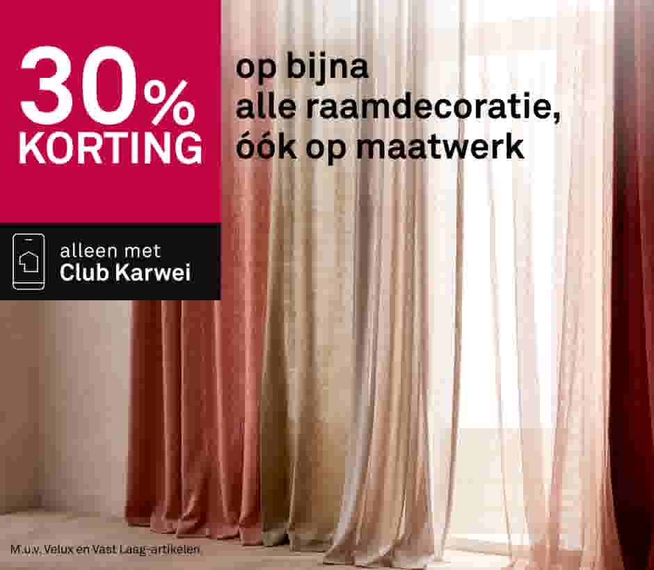 30% korting op bijna alle raamdecoratie, óók op maatwerk