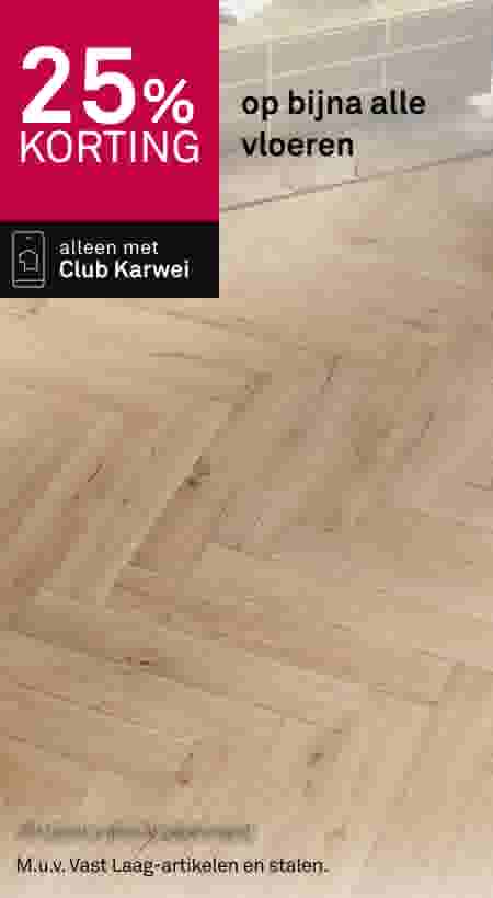 Houten visgraatvloer in lichte eiken kleur met 25% korting op bijna alle vloeren via Club Karwei