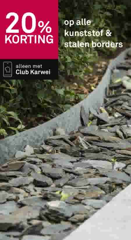 20% korting op alle kunststof en stalen borders