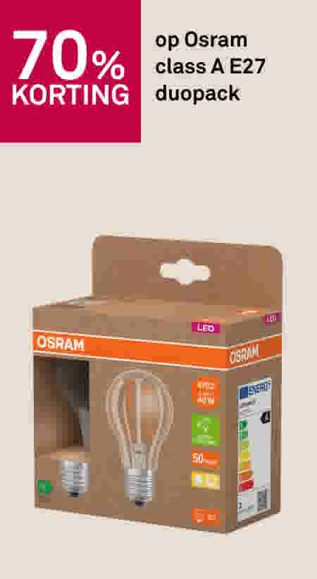 70% korting op Osram class A E27 duopack