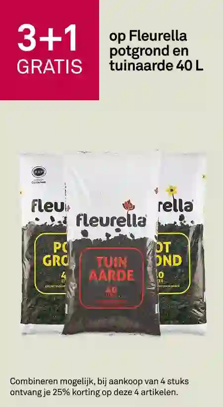 3+1 gratis op Fleurella potgrond en tuinaarde 40 L