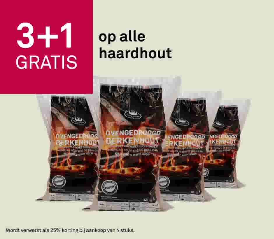 3+1 gratis op alle haardhout