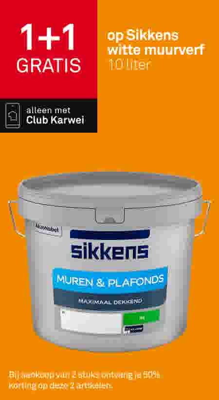 1+1 GRATIS op Sikkens witte muurverf, 10 liter