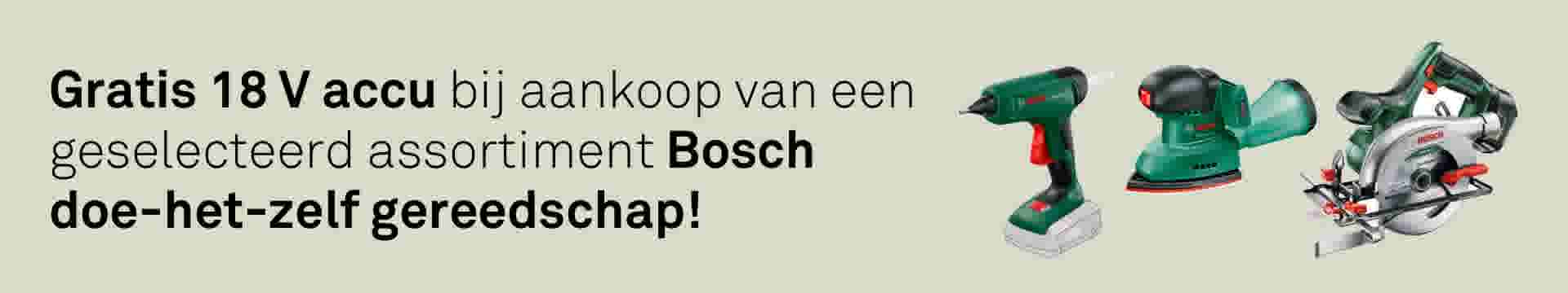 Gratis 18V accu bij aankoop van een geselecteerd assortiment Bosch doe-het-zelf gereedschap!