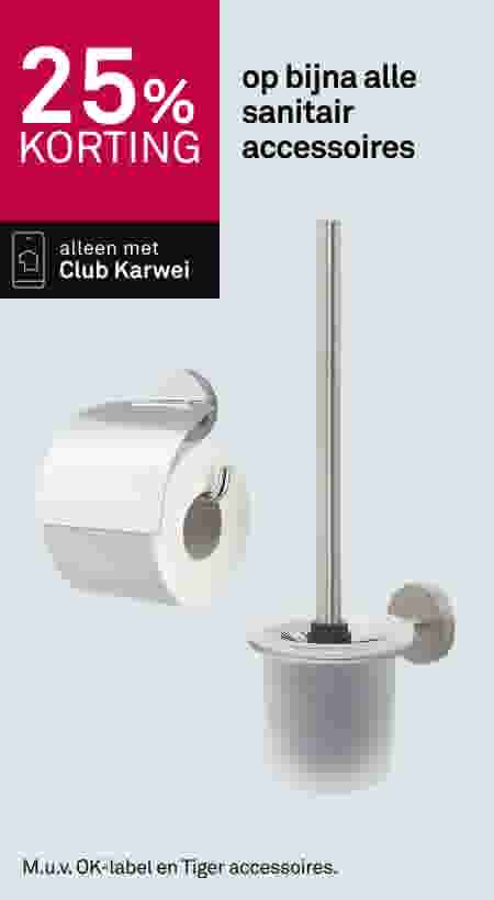 25% korting op alle sanitair accessoires