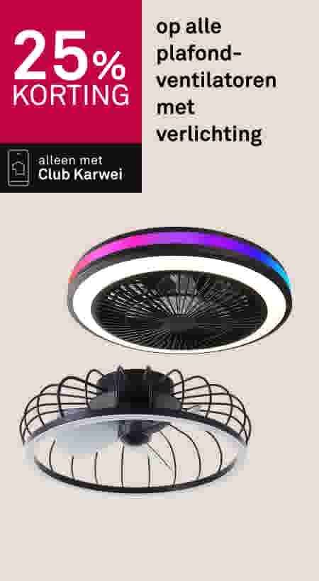 25% korting op alle plafondventilatoren met verlichting