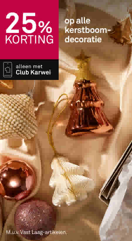25% korting op alle kerstboomdecoratie
