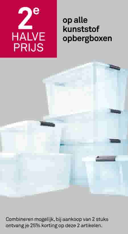 2e halve prijs op alle kunststof opbergboxen