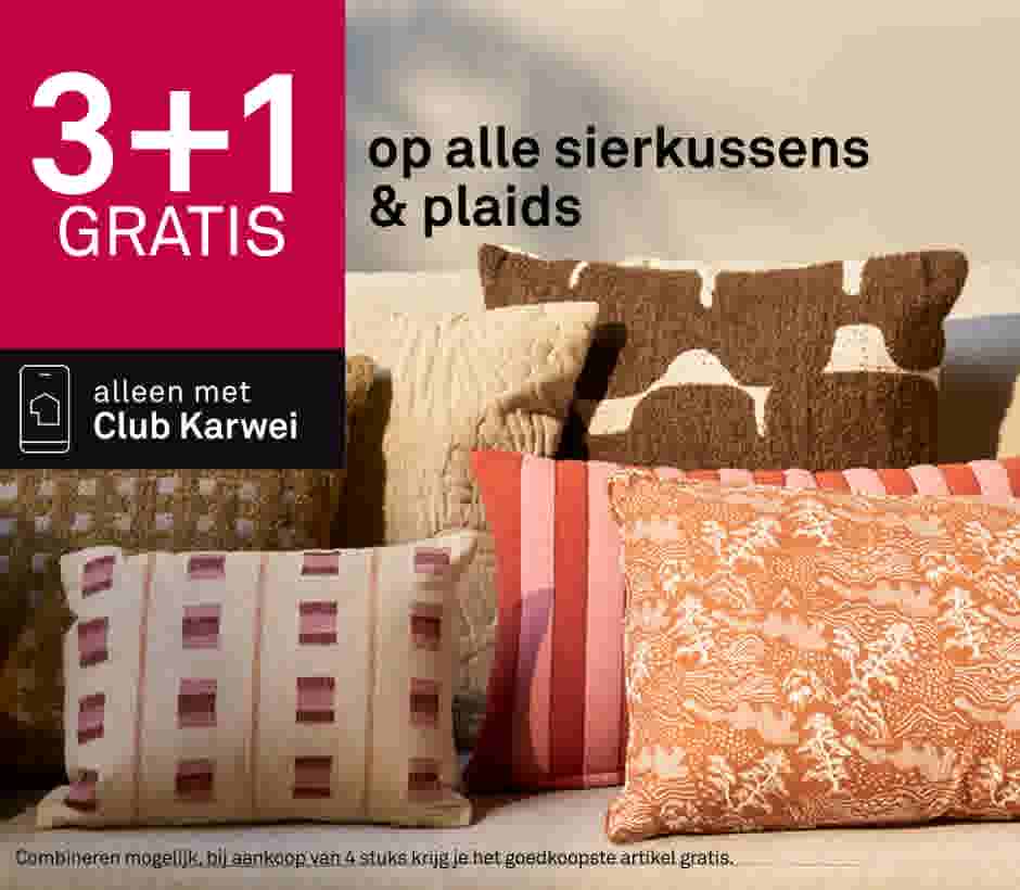 3+1 gratis op alle sierkussens & plaids