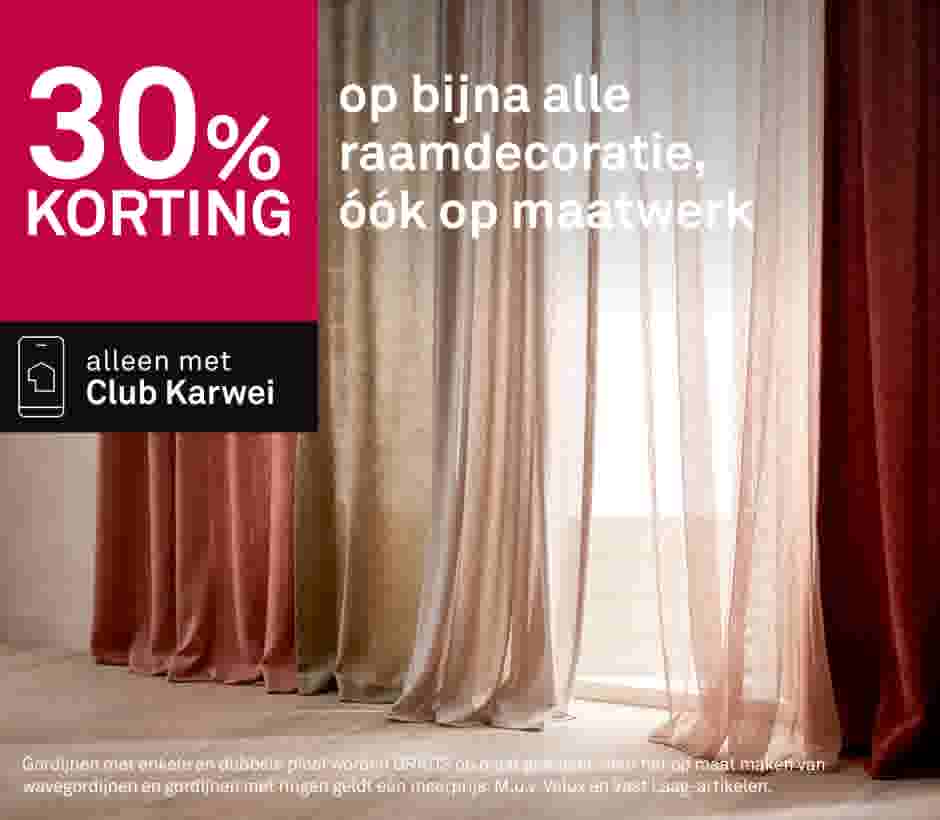 30% korting op bijna alle raamdecoratie,  óók op maatwerk