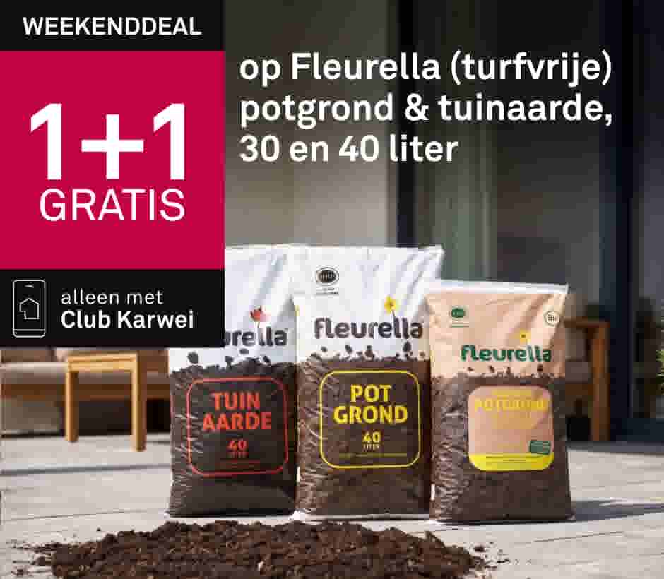 1+1 gratis op Fleurella (turfvrije) potgrond & tuinaarde,  30 en 40 liter 